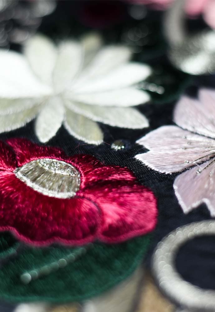embroidered fan closeup