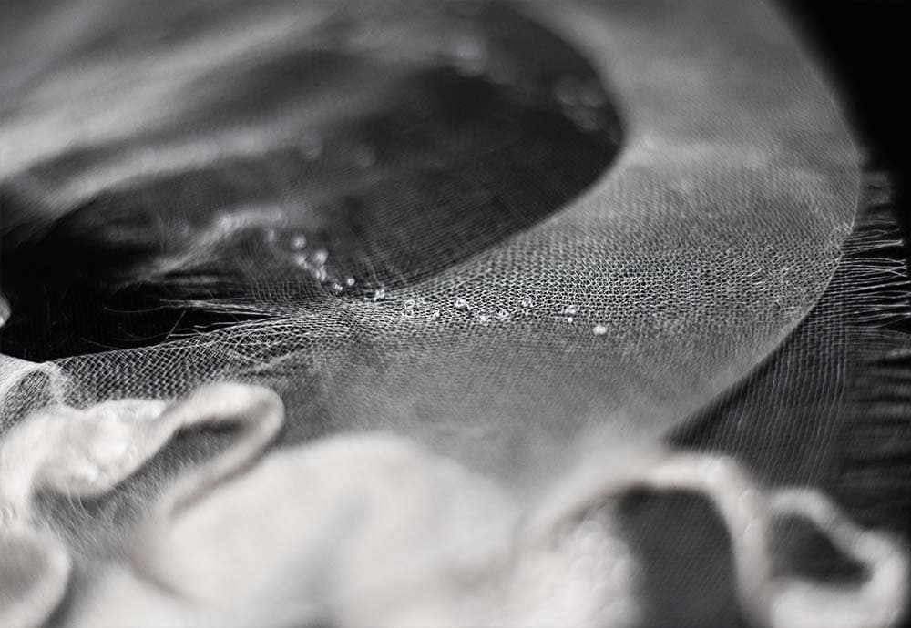 a closeup to the textile collage