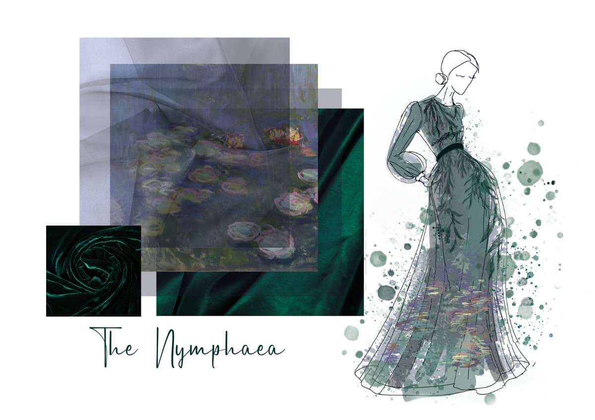 a sketch of the dress design
