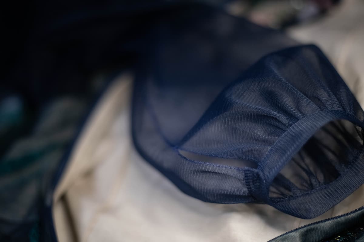 a close-up of the seams done on the mesh 