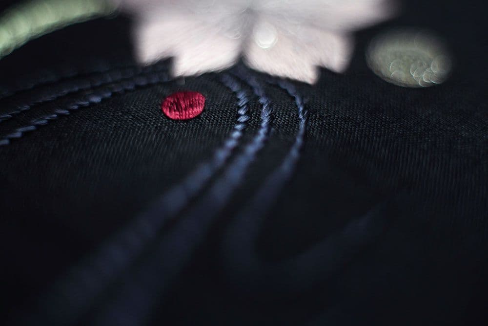 Silk-embroidered blue weaves