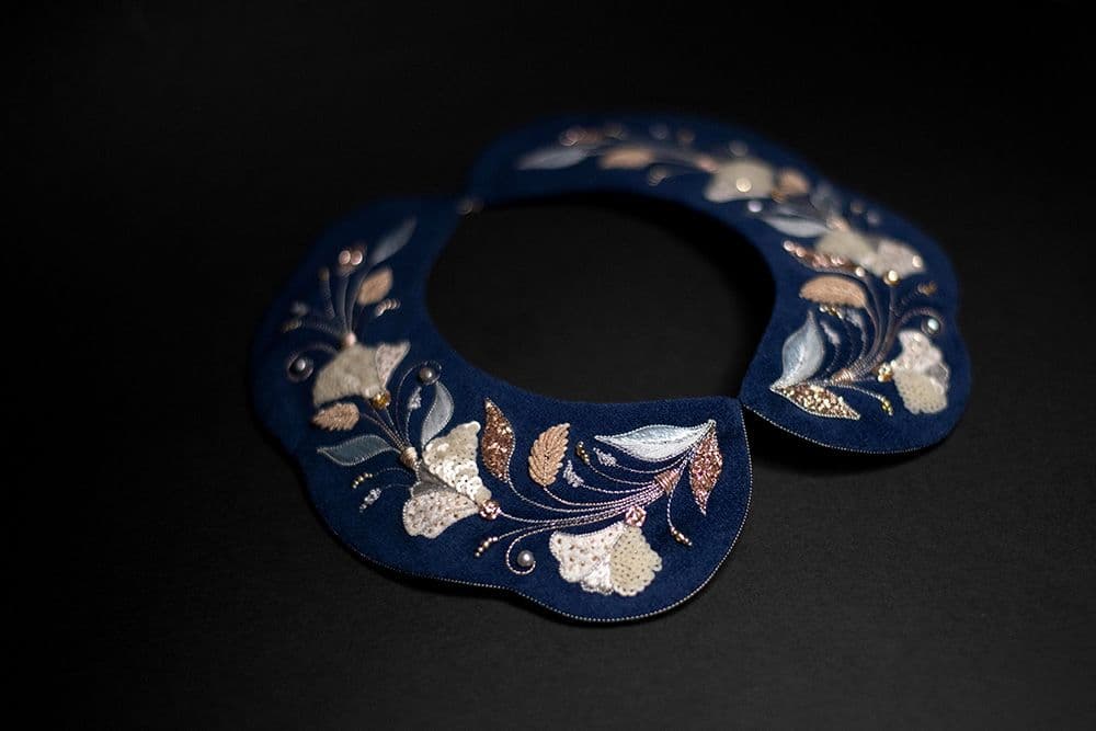 a fragment of a Goldwork embroidery 