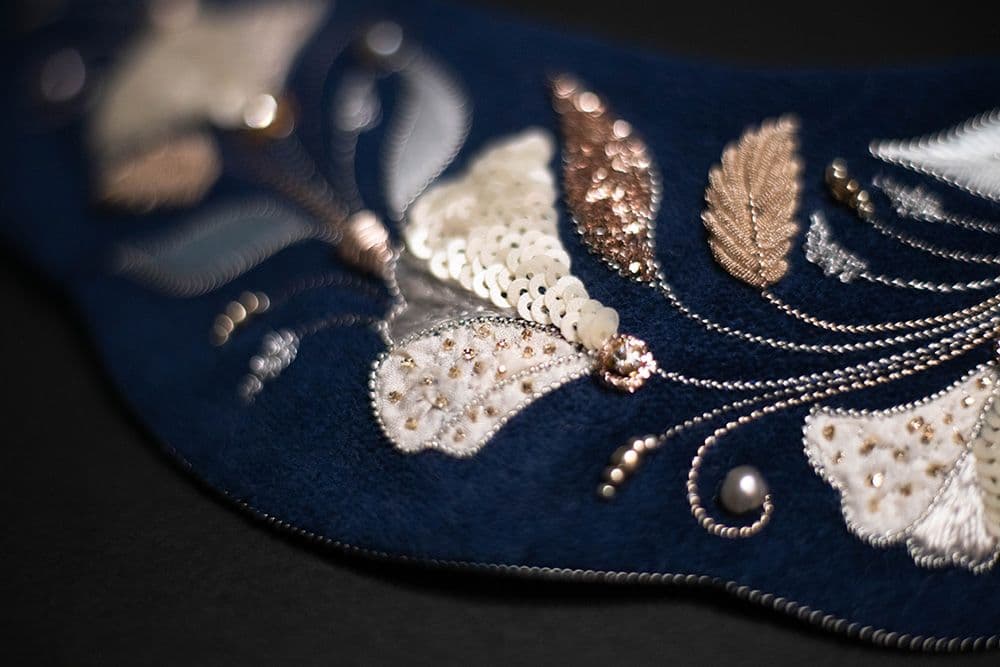 a close-up to the piece of the embroidery