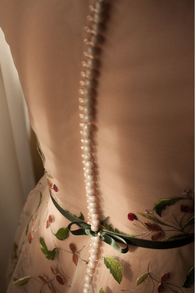 the back side of an embroidered dress