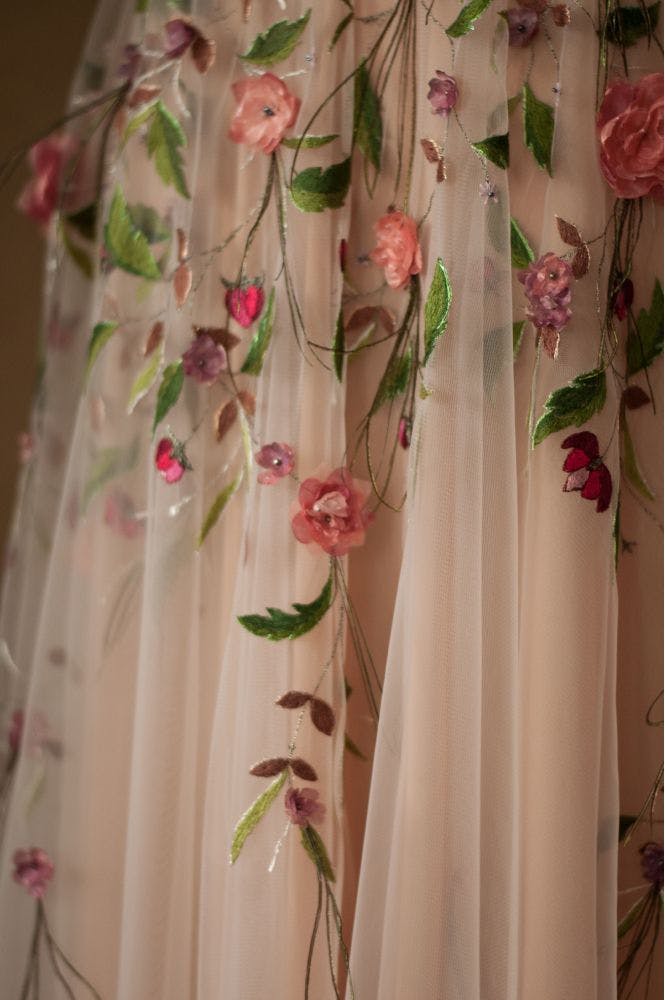 close up of an embroidered dress