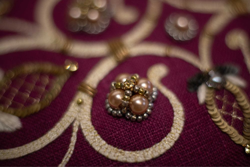 a close-up of beadwork element