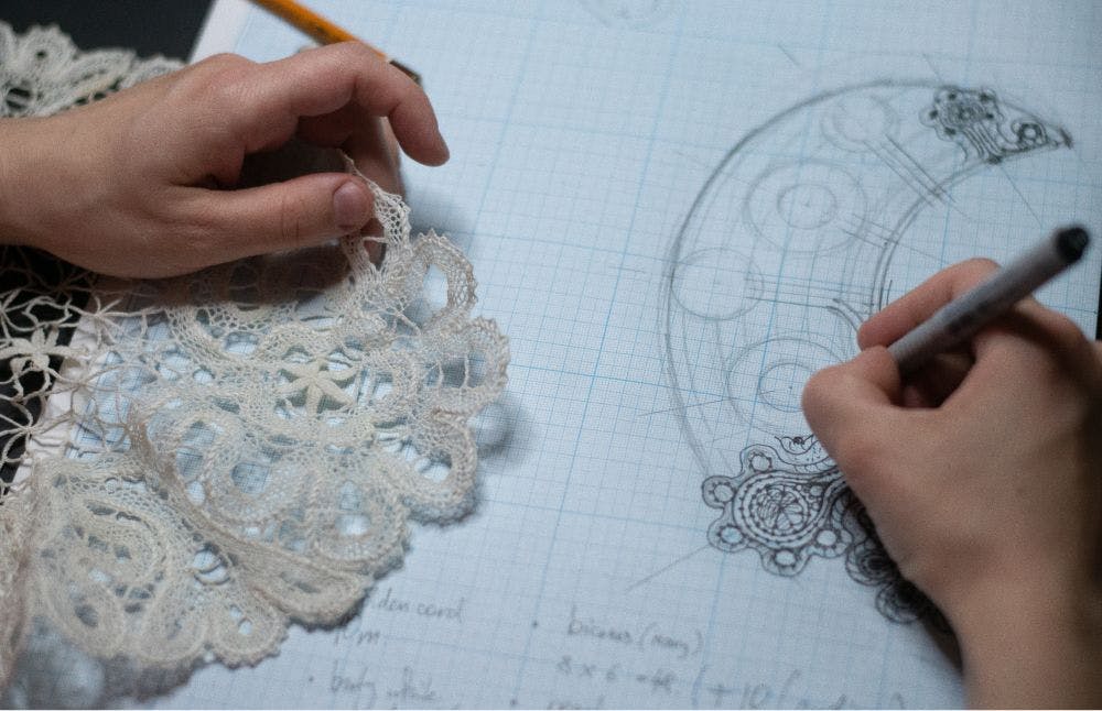 sketching of an embroidery pattern
