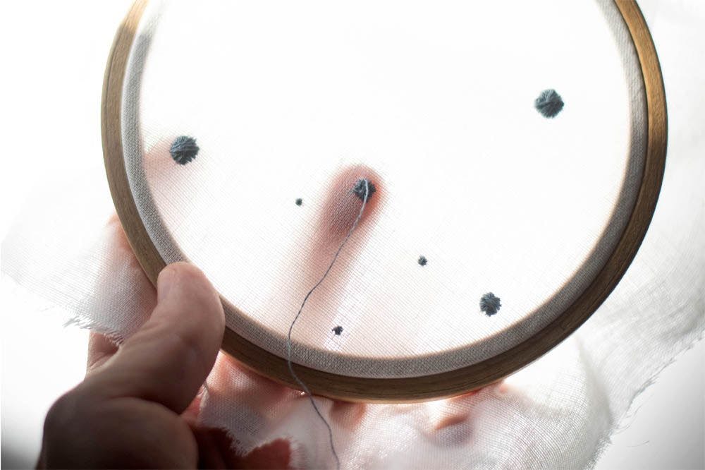 an embroidery hoop in the hands