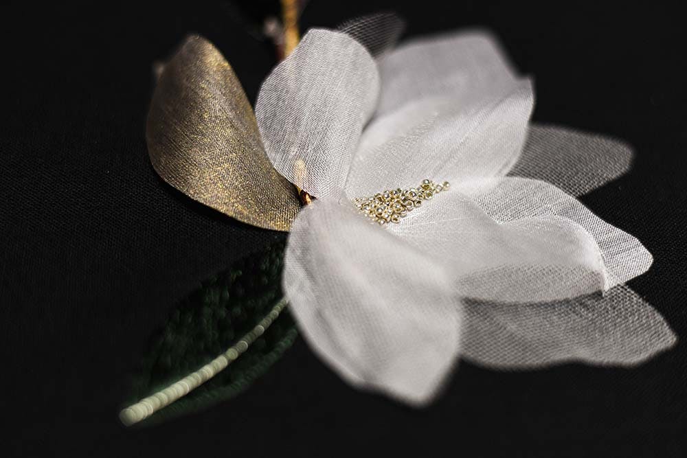 magnolia silk flower closeup