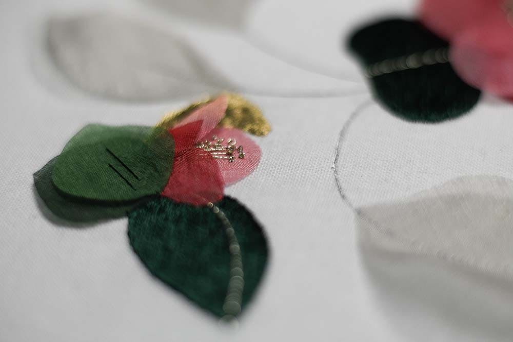 a closeup to camellia silk leaf