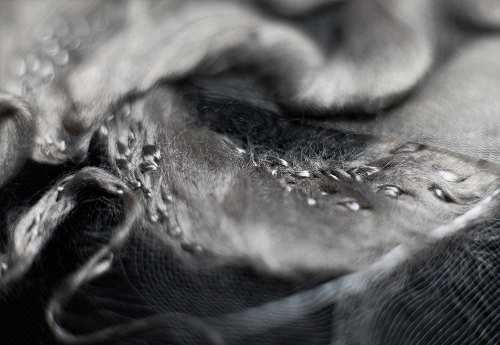 a closeup to silk mesh and silke fibres